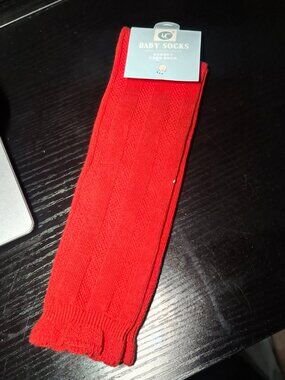 NWT Baby Girls Red Orange Knee High Socks 6-12M / 6-24M BabyGirlRibbedSocks